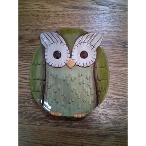 Grasslands Road Owl Plate 6 x 5.5" Green Decorative Serving Platter